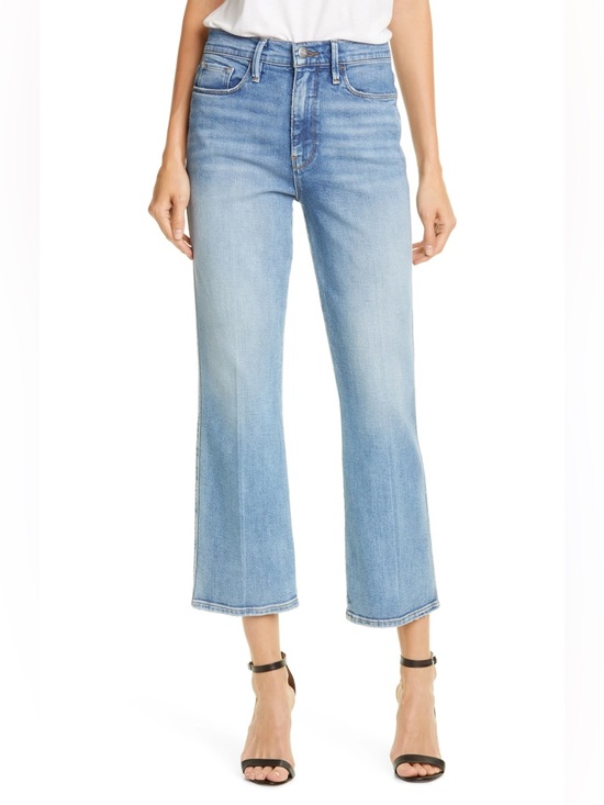 Frame Denim Denim - Frame Le Sylvie Kick Boot Jeans Bobbi Wash Cropped Denim Womens 29 light blue